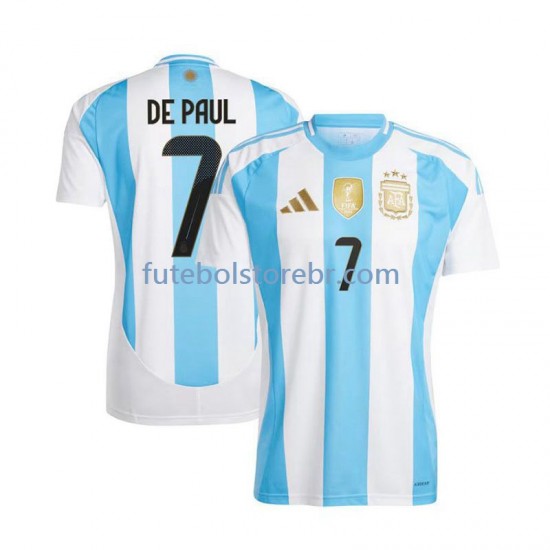 Camisa Argentina De Paul 7 I 2024 manga curta pro Masculina