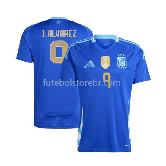 Camisa Argentina Julian Alvarez 9 II 2024 manga curta pro Masculina