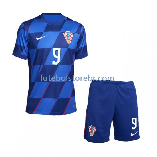 Camisa Croácia Andrej Kramaric 9 II Euro 2024 manga curta pro Juvenil