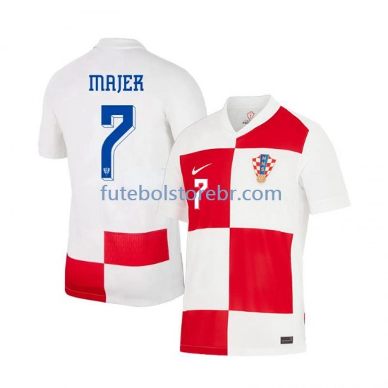 Camisa Croácia Lovro Majer 7 I Euro 2024 manga curta pro Masculina