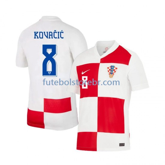 Camisa Croácia Mateo Kovacic 8 I Euro 2024 manga curta pro Masculina