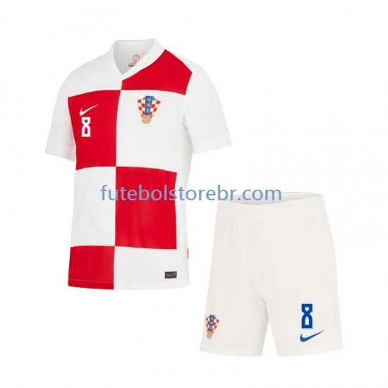 Camisa Croácia Mateo Kovacic 8 I Euro 2024 manga curta pro Juvenil