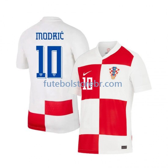 Camisa Croácia Modrić 10 I Euro 2024 manga curta pro Masculina