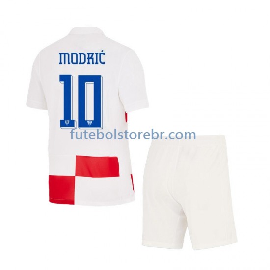 Camisa Croácia Modrić 10 I Euro 2024 manga curta pro Juvenil