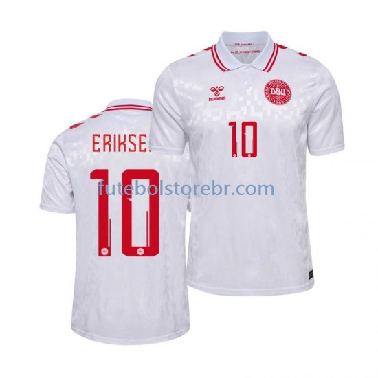 Camisa Dinamarca Eriksen 10 II Euro 2024 manga curta pro Masculina