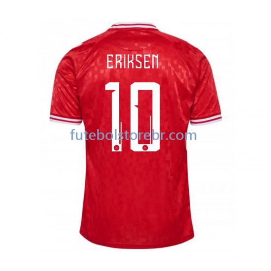 Camisa Dinamarca Eriksen 10 I Euro 2024 manga curta pro Masculina