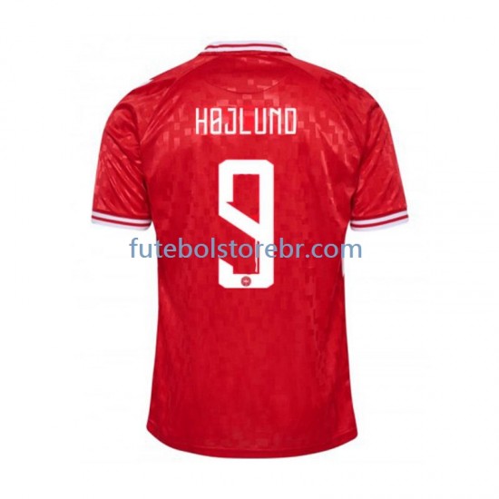 Camisa Dinamarca Hojlund 9 I Euro 2024 manga curta pro Masculina