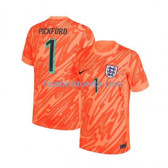 Camisa Goleiro Inglaterra Pickford 1 I Euro 2024 manga curta pro Masculina