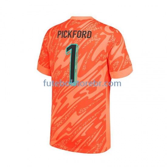 Camisa Goleiro Inglaterra Pickford 1 I Euro 2024 manga curta pro Masculina