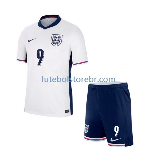 Camisa Inglaterra Harry Kane 9 I Euro 2024 manga curta pro Juvenil