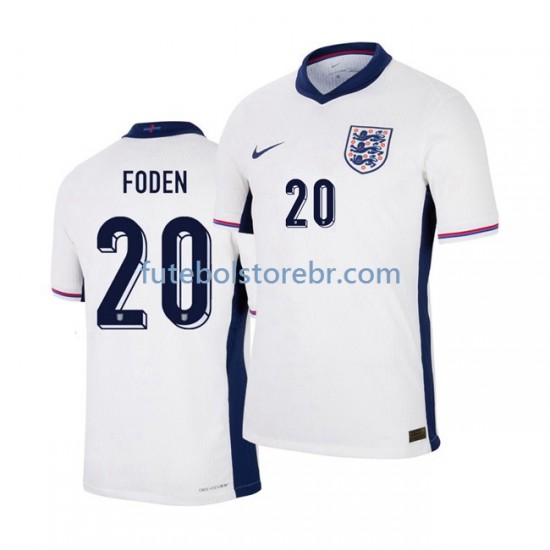 Camisa Inglaterra Phil Foden 20 I Euro 2024 manga curta pro Masculina