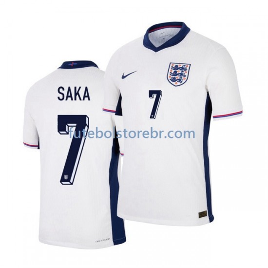 Camisa Inglaterra Saka 7 I Euro 2024 manga curta pro Masculina