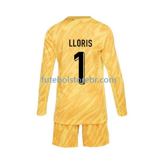 Camisa Goleiro França Hugo Lloris 1 I Euro 2024 manga longa pro Juvenil