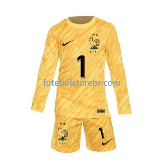 Camisa Goleiro França Hugo Lloris 1 I Euro 2024 manga longa pro Juvenil