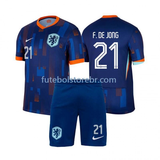 Camisa Países Baixos Frenkie de Jong 21 II Euro 2024 manga curta pro Juvenil