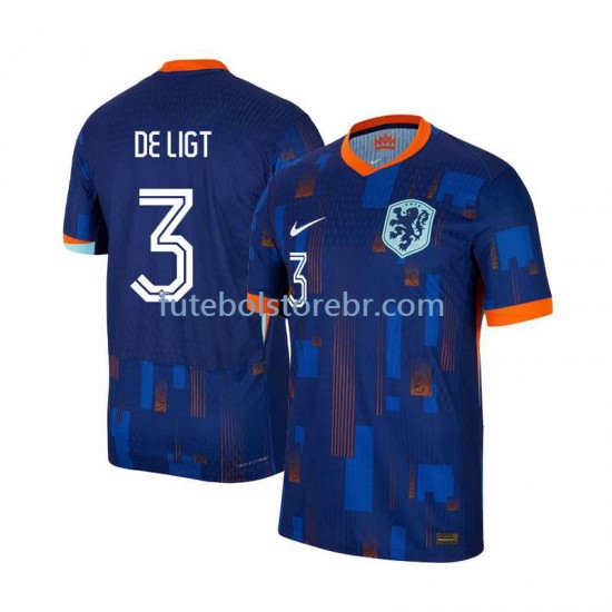 Camisa Países Baixos Matthijs de Ligt 3 II Euro 2024 manga curta pro Masculina