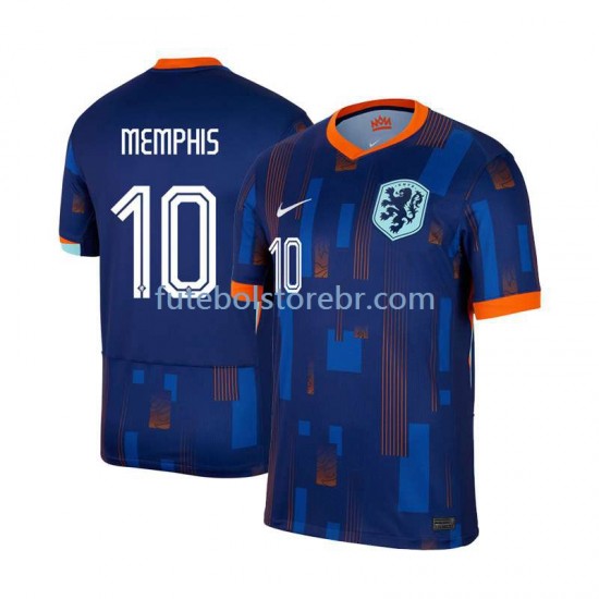 Camisa Países Baixos Memphis Depay 10 II Euro 2024 manga curta pro Masculina