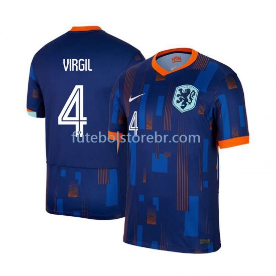 Camisa Países Baixos Virgil van Dijk 4 II Euro 2024 manga curta pro Masculina