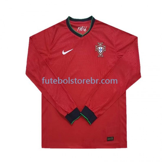 Camisa Portugal I Euro 2024 manga longa pro Masculina