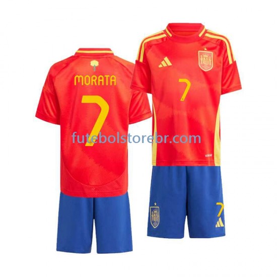 Camisa Espanha Alvaro Morata 7 I Euro 2024 manga curta pro Juvenil