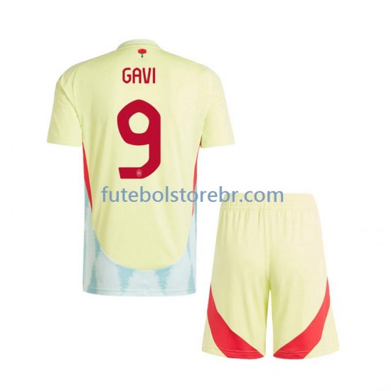 Camisa Espanha Gavi 9 II Euro 2024 manga curta pro Juvenil