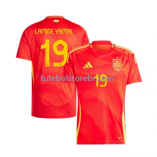 Camisa Espanha Lamine Yamal 19 I Euro 2024 manga curta pro Masculina