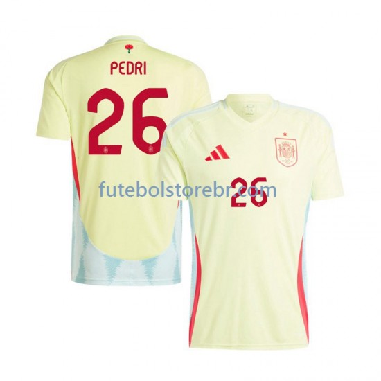 Camisa Espanha Pedri 26 II Euro 2024 manga curta pro Masculina