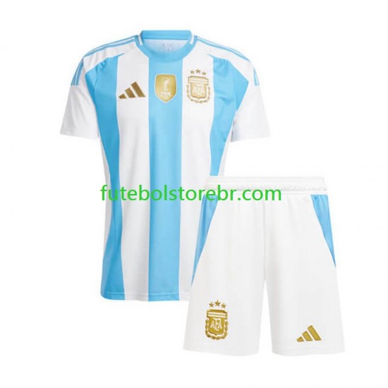 Camisa Argentina Copa America I 2024 manga curta pro Juvenil