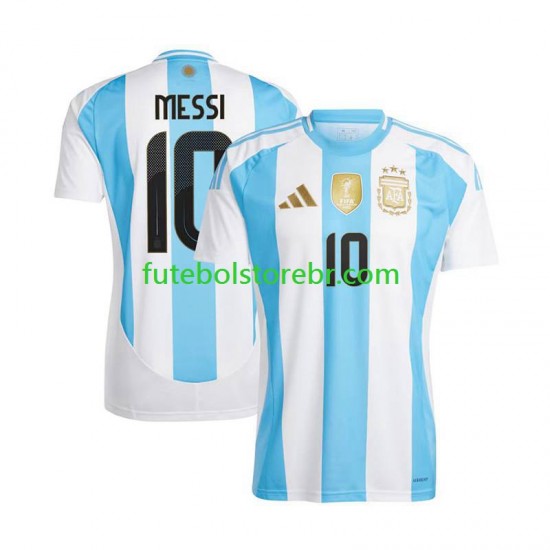 Camisa Argentina Lionel Messi 10 Copa America I 2024 manga curta pro Masculina