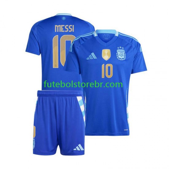 Camisa Argentina Lionel Messi 10 Copa America II 2024 manga curta pro Juvenil