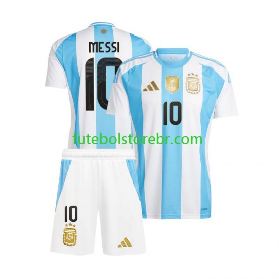 Camisa Argentina Lionel Messi 10 Copa America I 2024 manga curta pro Juvenil