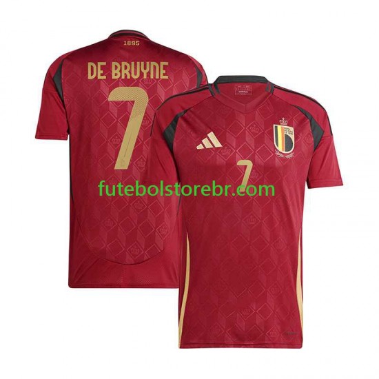 Camisa Bélgica De Bruyne 7 I Euro 2024 manga curta pro Masculina