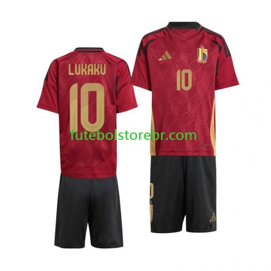 Camisa Bélgica Romelu Lukaku 10 I Euro 2024 manga curta pro Juvenil