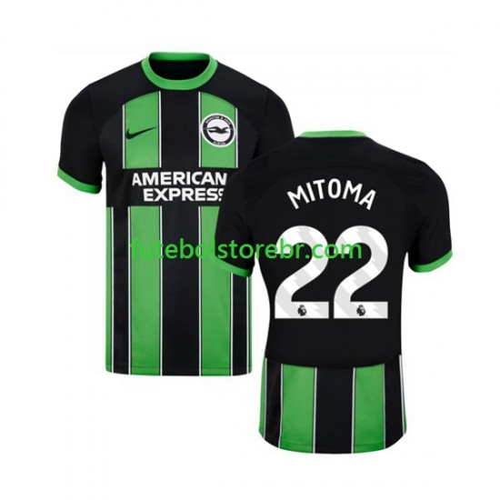 Camisa Brighton Hove Albion Mitoma 22 II 2023-2024 manga curta pro Masculina