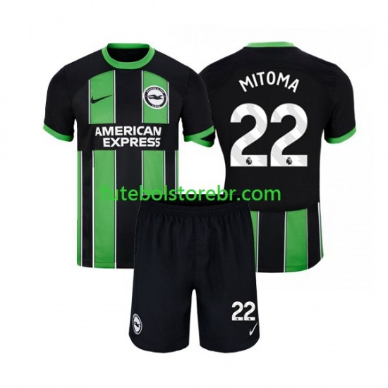 Camisa Brighton Hove Albion Mitoma 22 II 2023-2024 manga curta pro Juvenil