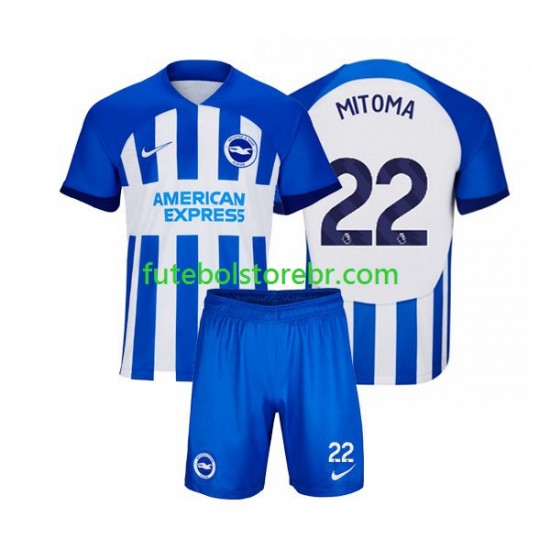 Camisa Brighton Hove Albion Mitoma 22 I 2023-2024 manga curta pro Juvenil