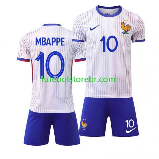 Camisa França Mbappé 10 II Euro 2024 manga curta pro Juvenil