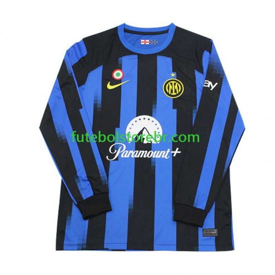 Camisa Internazionale I 2023-2024 manga longa pro Masculina