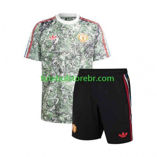 Camisa Manchester United Stone Roses I 2023-2024 manga curta pro Juvenil