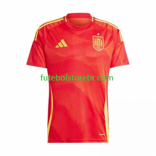 Camisa Espanha I Euro 2024 manga curta pro Masculina