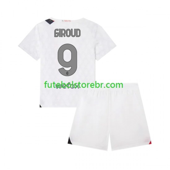 Camisa AC Milan Olivier Giroud 9 II 2023-2024 manga curta pro Juvenil