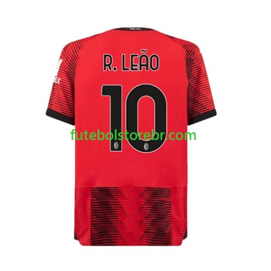 Camisa AC Milan Rafael Leao 10 I 2023-2024 manga curta pro Masculina