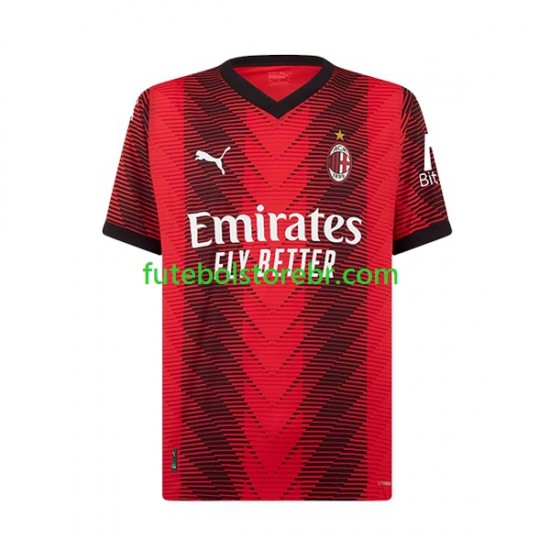 Camisa AC Milan Rafael Leao 10 I 2023-2024 manga curta pro Masculina