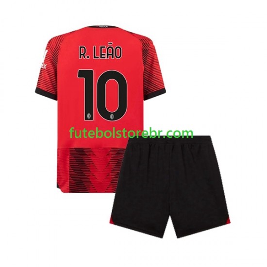 Camisa AC Milan Rafael Leao 10 I 2023-2024 manga curta pro Juvenil