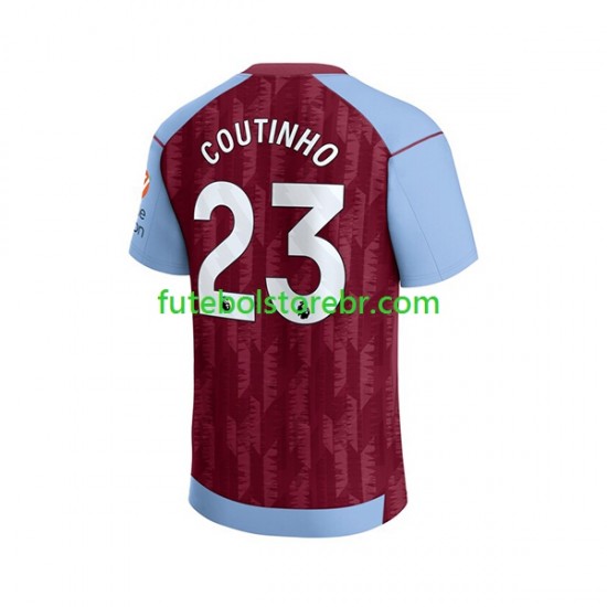 Camisa Aston Villa Philippe Coutinho 23 I 2023-2024 manga curta pro Masculina