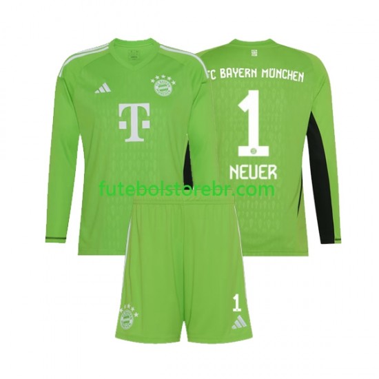 Camisa Goleiro Bayern de Munique Manuel Neuer 1 II 2023-2024 manga longa pro Juvenil