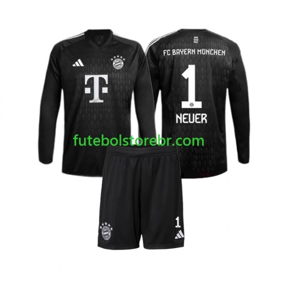 Camisa Goleiro Bayern de Munique Manuel Neuer 1 I 2023-2024 manga longa pro Juvenil