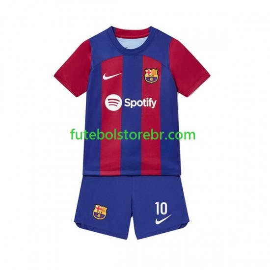 Camisa FC Barcelona Ansu Fati 10 I 2023-2024 manga curta pro Juvenil