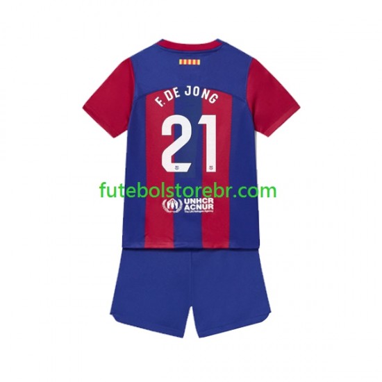 Camisa FC Barcelona Frenkie de Jong 21 I 2023-2024 manga curta pro Juvenil