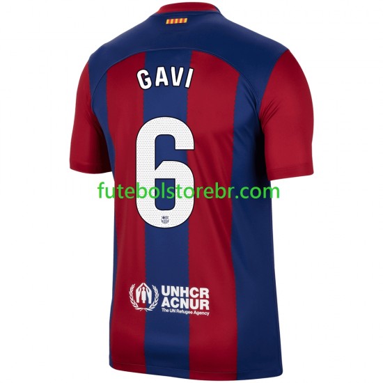 Camisa FC Barcelona Gavi 6 I 2023-2024 manga curta pro Masculina